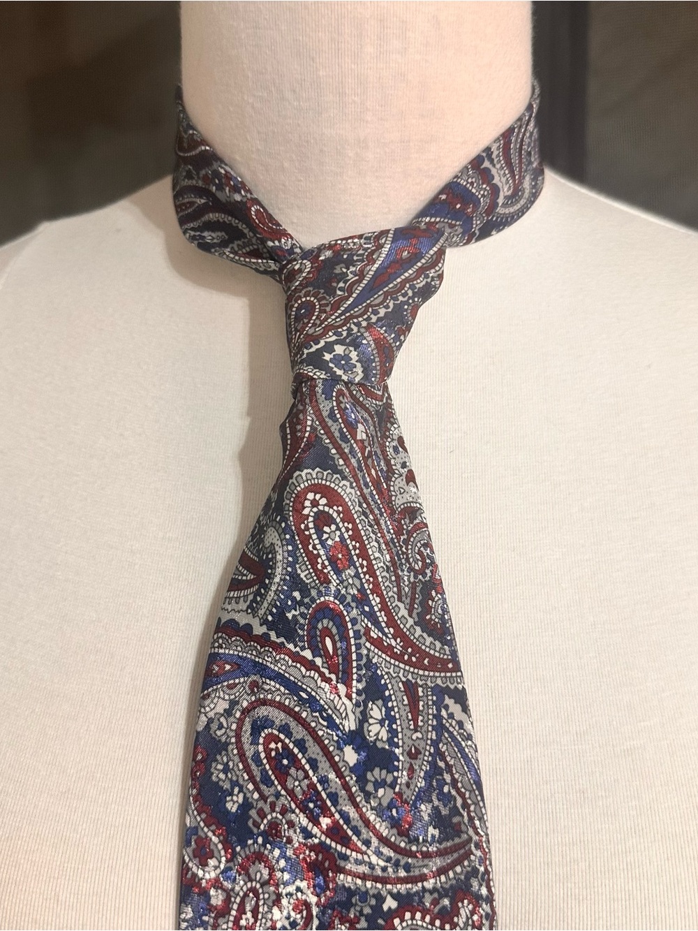 Classic Paisley Silk Tie in Navy and Burgundy - Men's Accessory